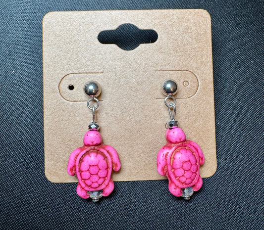 Pink Turtle Earrings