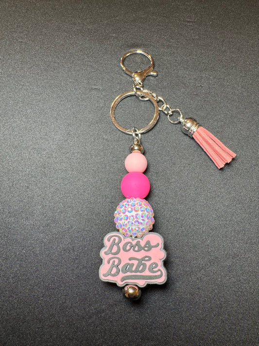 Boss Babe Pink Keychain