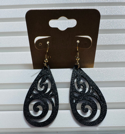Oval Drop Spiral Earrings