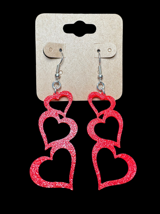 3D Printed Red Valentine's Day Heart Earrings!