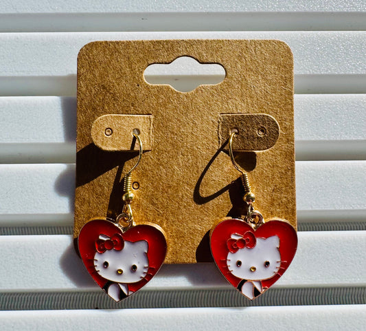 Kitty Heart Earrings