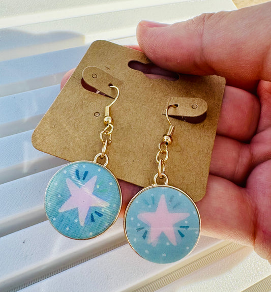 Round Star Lenticular Earrings